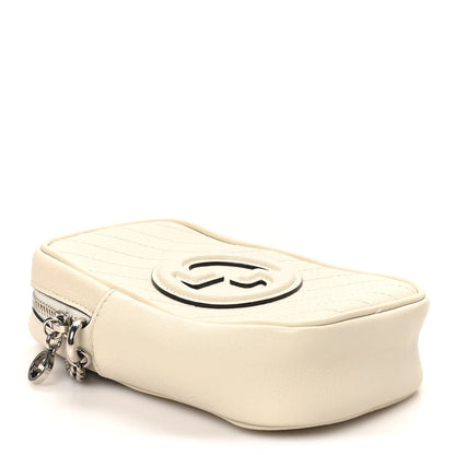 Gucci Sakai Be Green Calfskin Diagonal Stitched Mini Blondie Vertical Shoulder Bag Mystic White