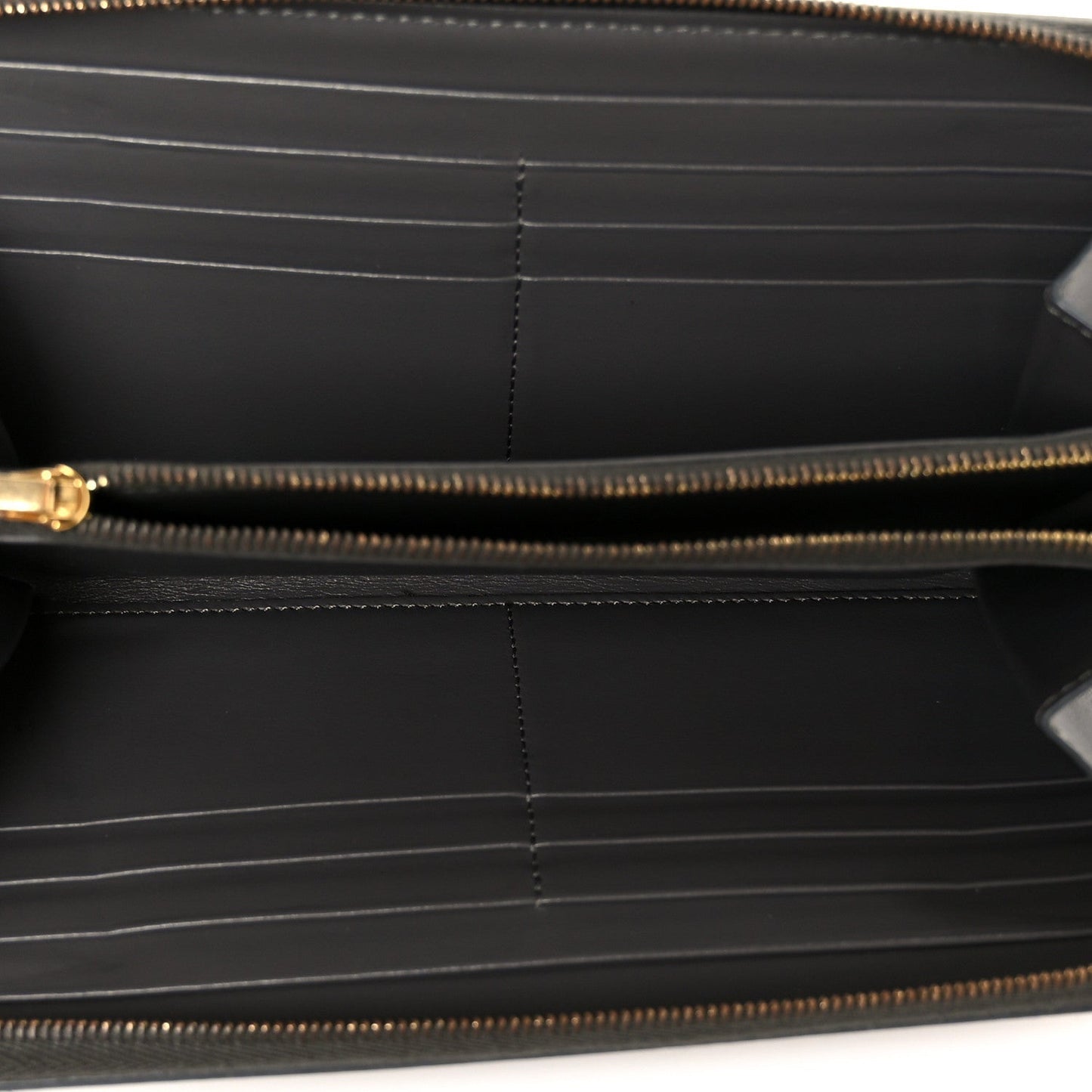 Celine Drummed Calfskin Large Zip Around Multifunction Wallet Grey