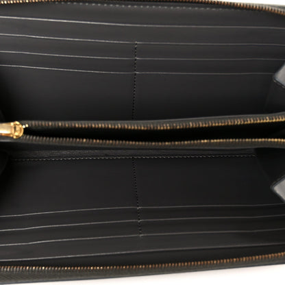 Celine Drummed Calfskin Large Zip Around Multifunction Wallet Grey