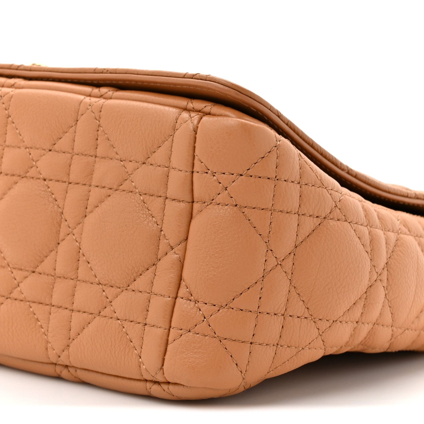 Christian Dior Calfskin Cannage Medium Caro Bag Tan