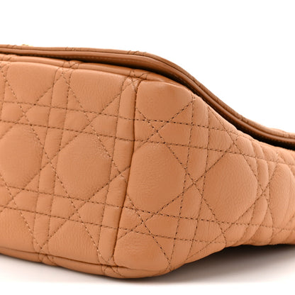 Christian Dior Calfskin Cannage Medium Caro Bag Tan