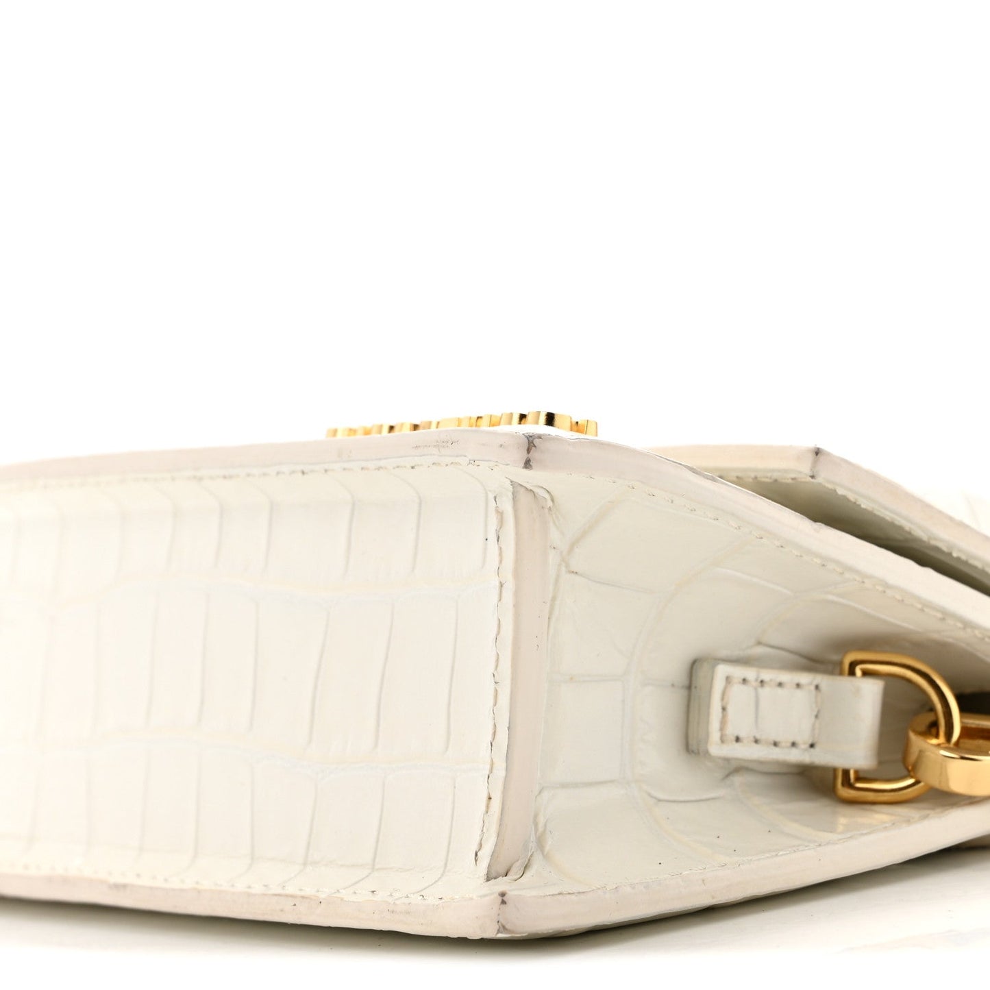 Jacquemus Calfskin Crocodile Embossed Le Chiquito Long White