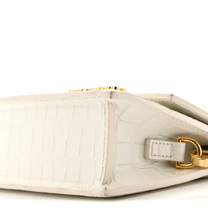 Jacquemus Calfskin Crocodile Embossed Le Chiquito Long White