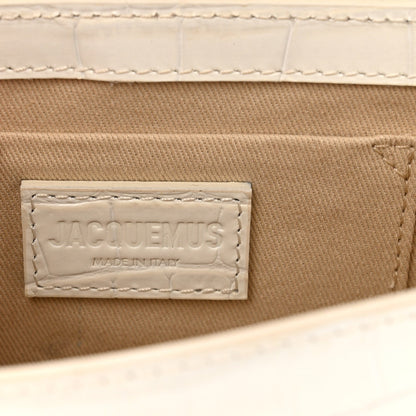 Jacquemus Calfskin Crocodile Embossed Le Chiquito Long White