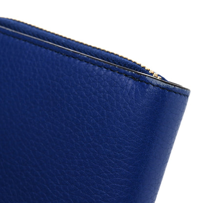 Celine Drummed Calfskin Large Zip Around Multifunction Wallet Indigo