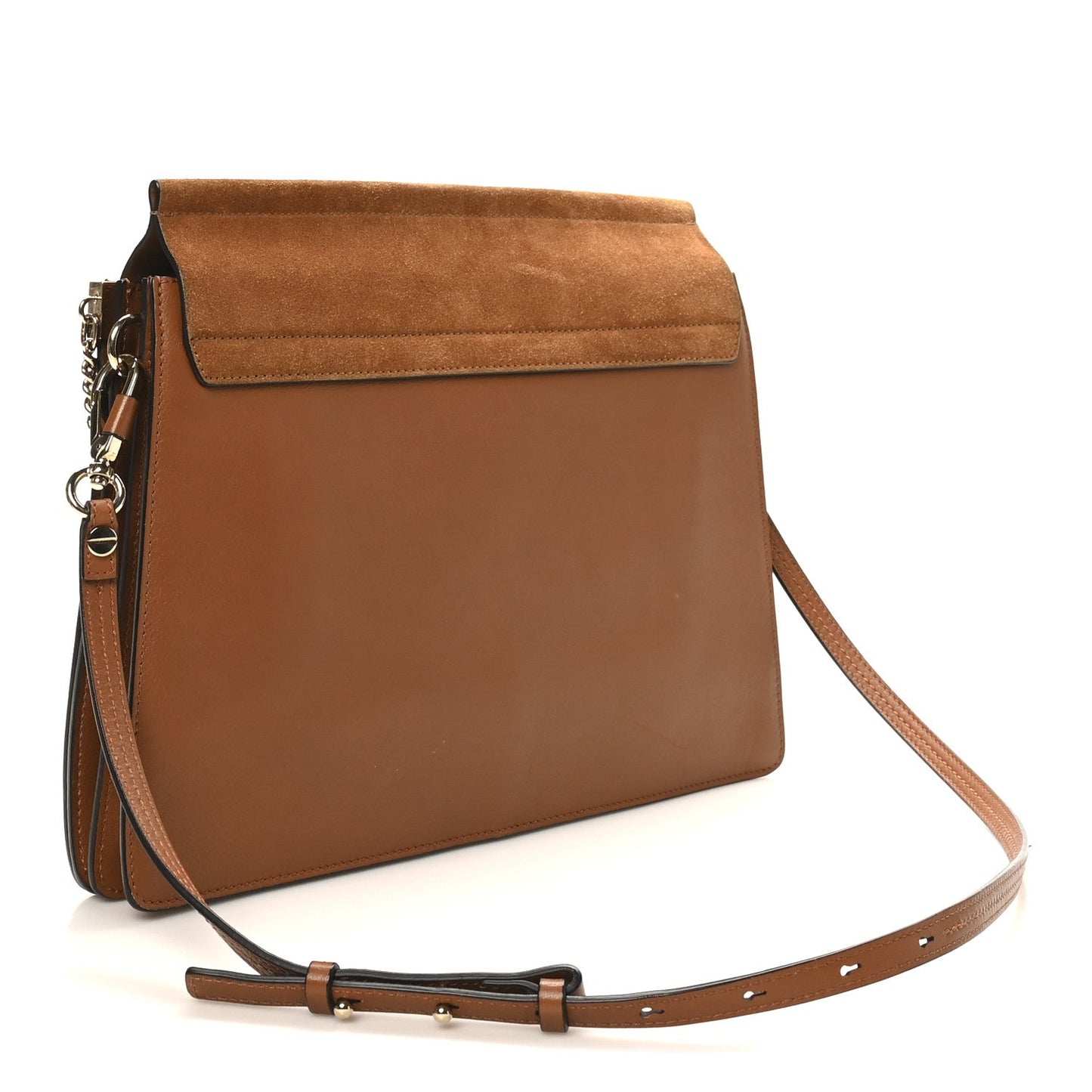 Chloe Suede Calfskin Medium Faye Shoulder Bag Caramel