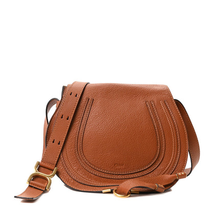 Chloe Calfskin Medium Marcie Round Crossbody Bag Tan