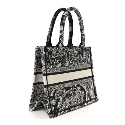 Christian Dior Canvas Embroidered Small Dioriviera Toile De Jouy Book Tote Blue