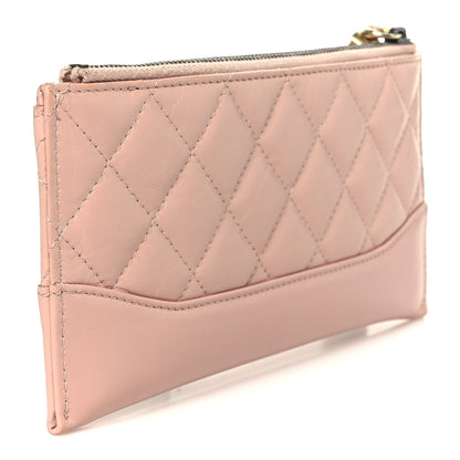 Chanel Aged Calfskin Quilted Gabrielle Zip Pouch Pink