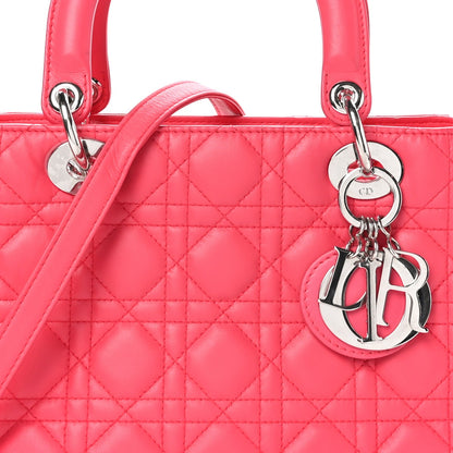 Christian Dior Lambskin Cannage Medium Lady Dior Fuchsia