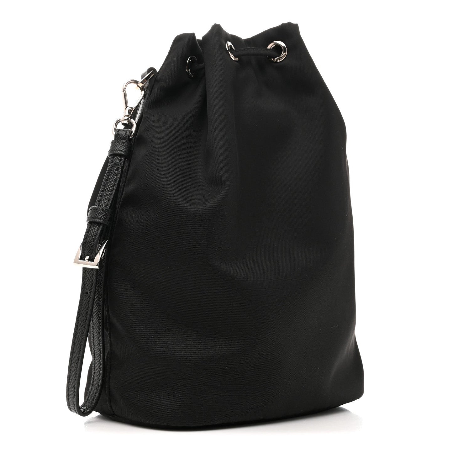 Prada Re-Nylon Vela Drawstring Wristlet Pouch Black