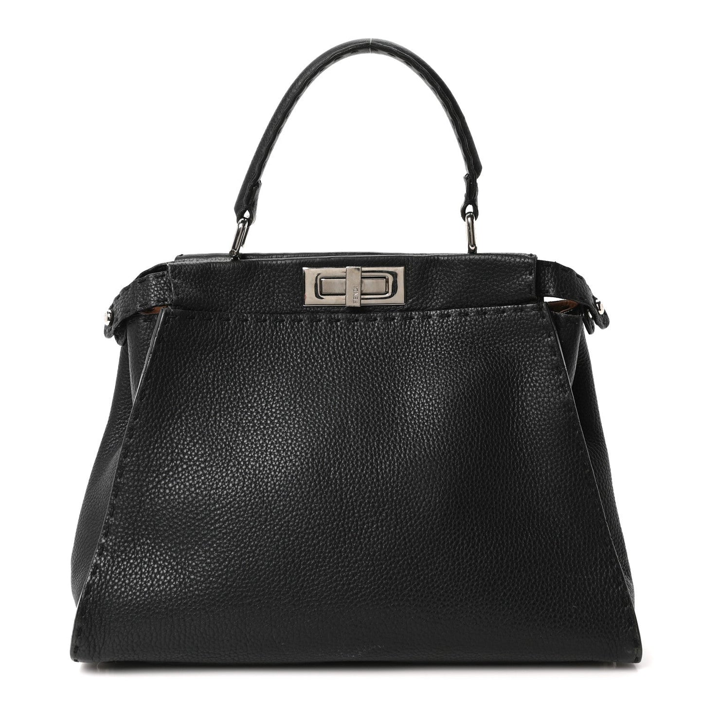 Fendi Cuoio Romano Selleria Bi-Color Medium Peekaboo Iconic Satchel Black Mou