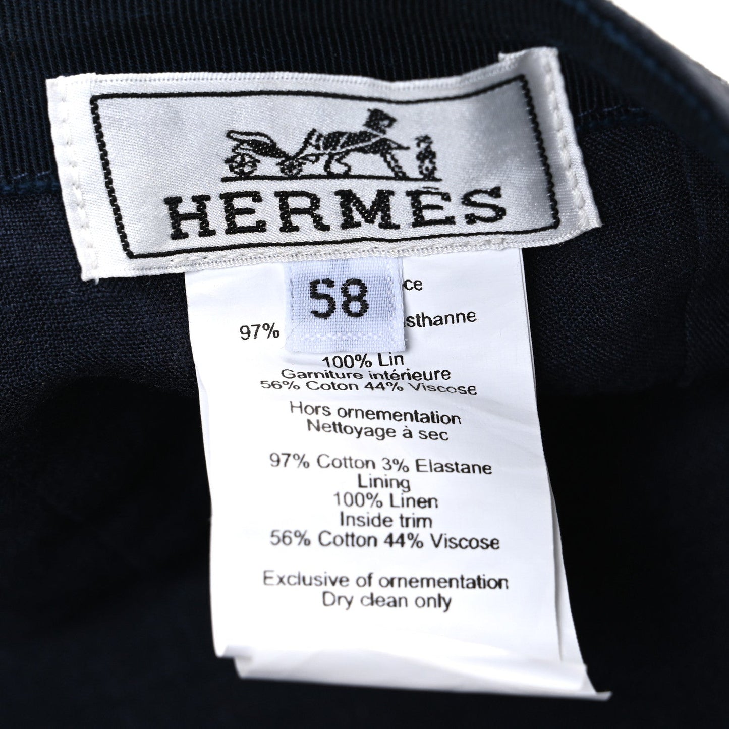 Hermes Cotton Canvas Miles H Mors Cap 58 Marine