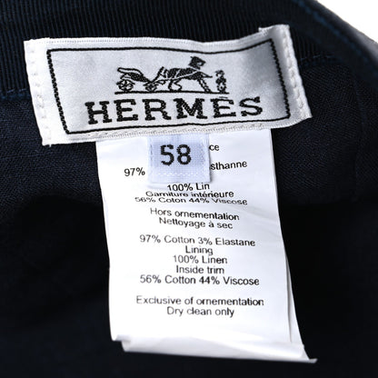 Hermes Cotton Canvas Miles H Mors Cap 58 Marine