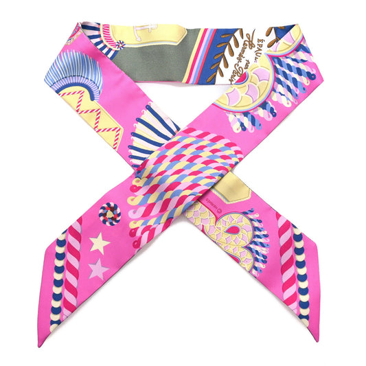 Hermes Silk Epaulettes De Gala Twilly Vert Amande Rose