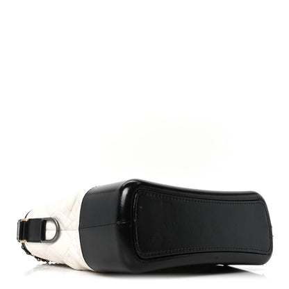 Chanel Aged Calfskin Quilted Medium Gabrielle Hobo Black White
