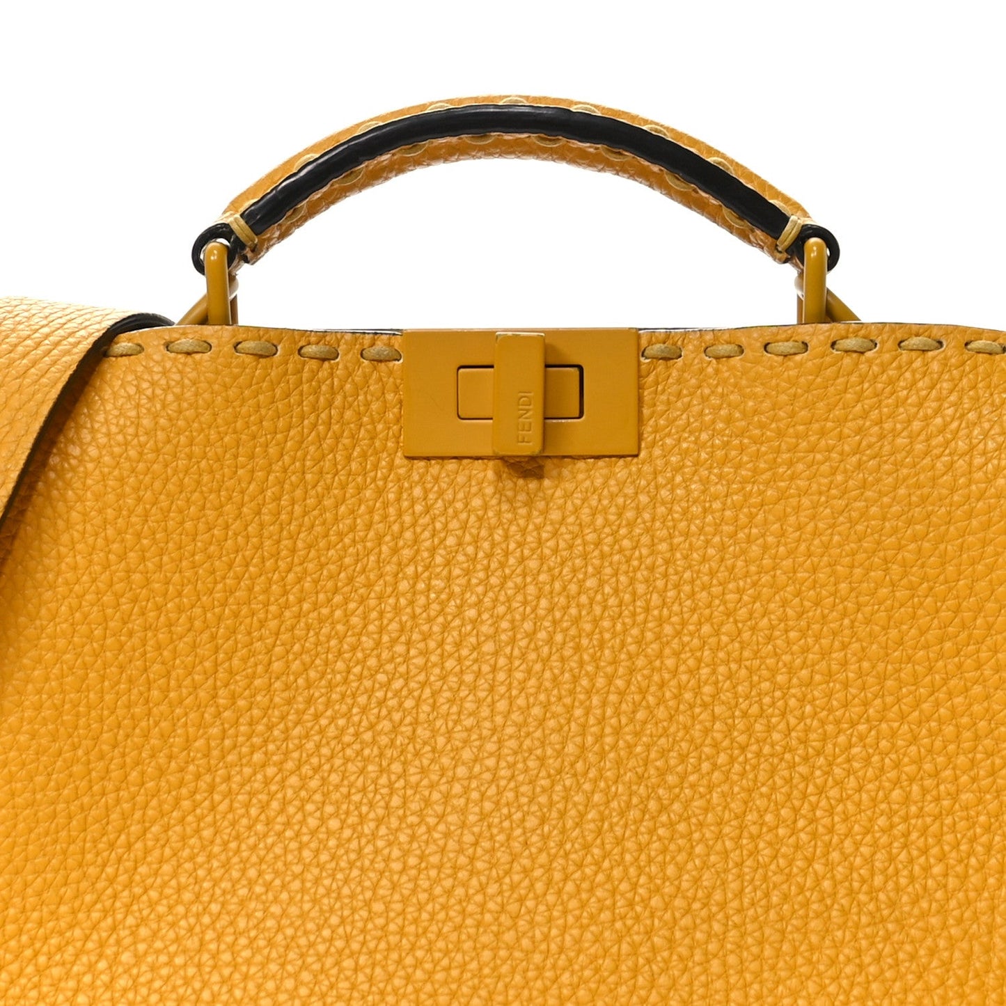 Fendi Cuoio Romano Vitello Cover Sellerissima Monochrome Mini Peekaboo I SEE U Satchel Sunflower
