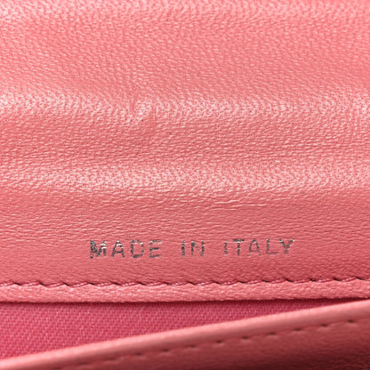 Chanel Lambskin Camellia Embossed Large Brilliant Flap Wallet Pink