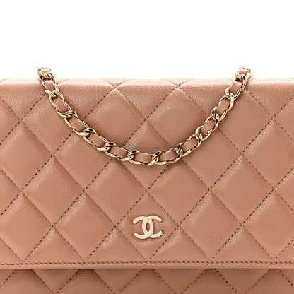 Chanel Caviar Quilted Wallet on Chain WOC Dark Beige