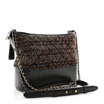 Chanel Tweed Calfskin Medium Gabrielle Hobo Brown