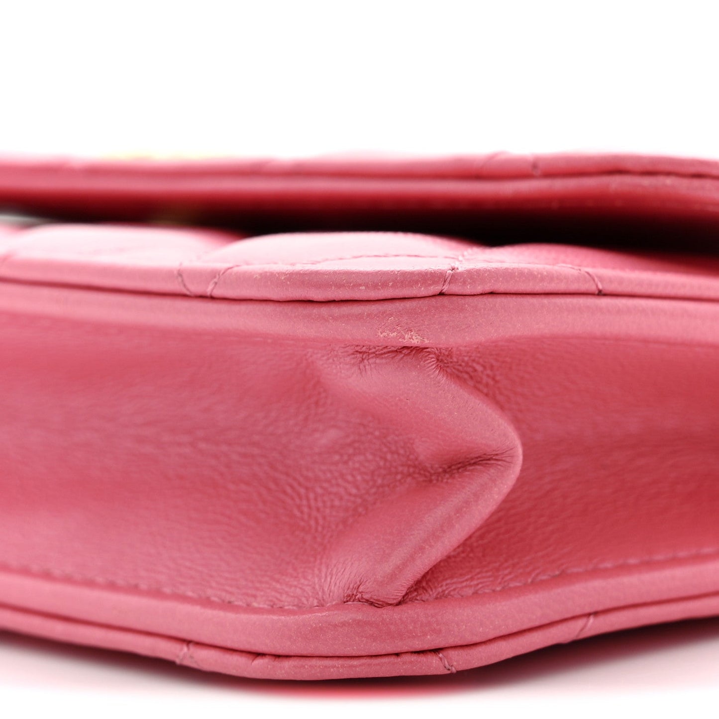 Chanel Lambskin Quilted Pillow Crush Flap Phone Holder With Chain Pink