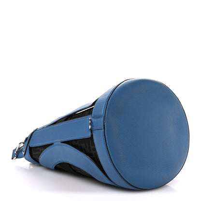 Fendi Jacquard Vitello Logo Bucket Bag Blue