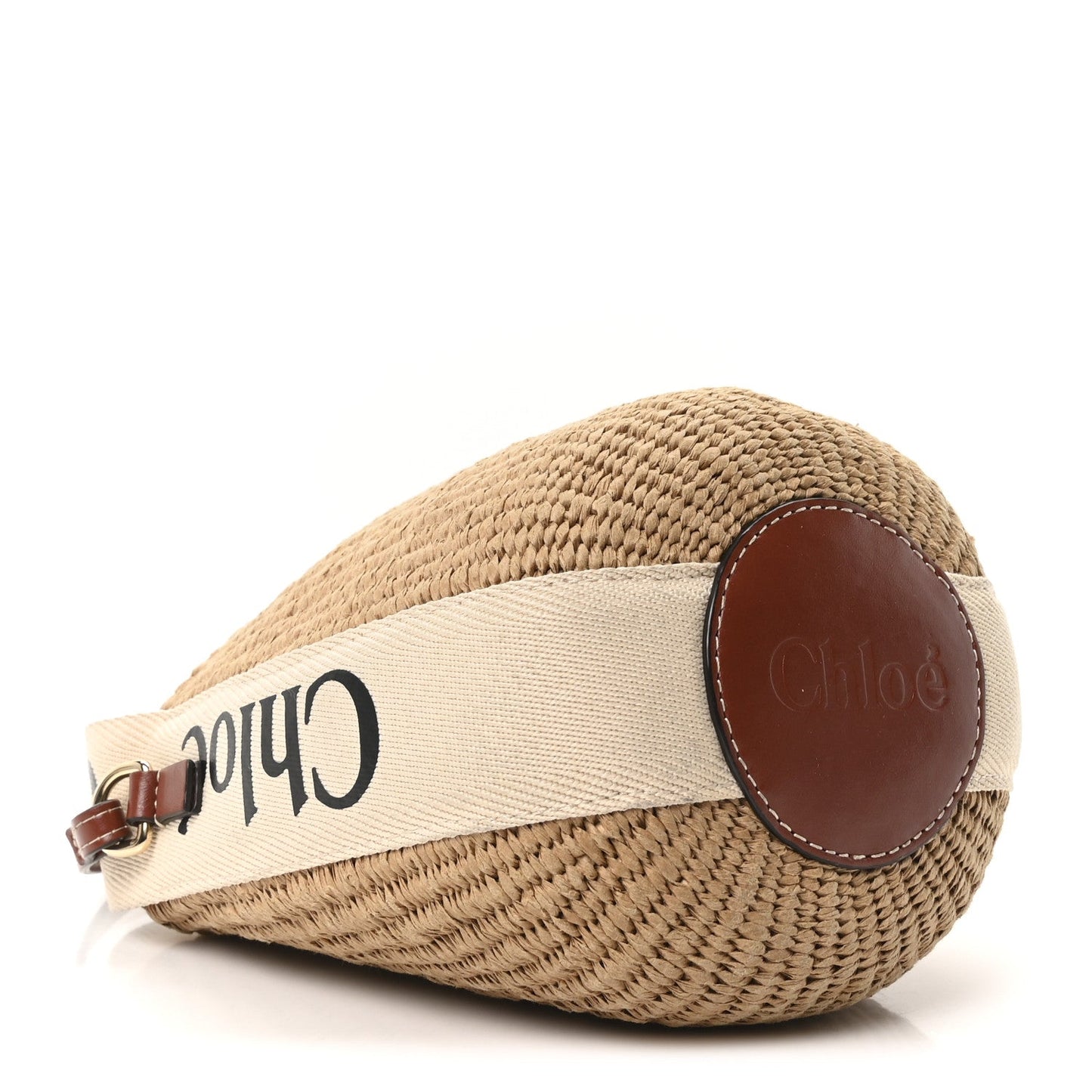 Chloe Raffia Calfskin Small Woody Basket Bag Brown