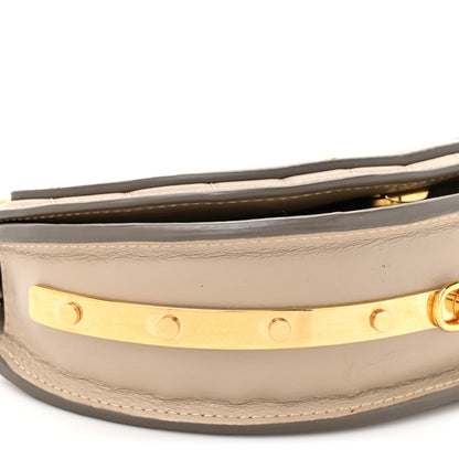 Chloe Calfskin Lambskin Quilted Studded Nile Bracelet Minaudiere Bag Pastel Grey