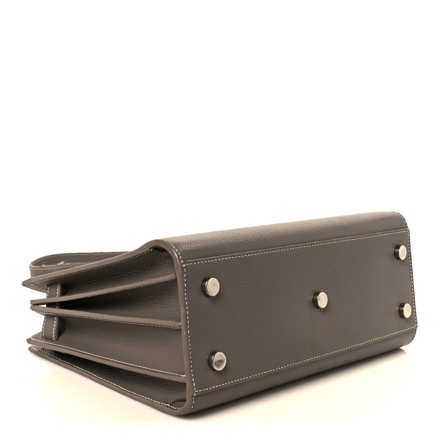 Saint Laurent Grained Calfskin Topstich Baby Sac De Jour Grey