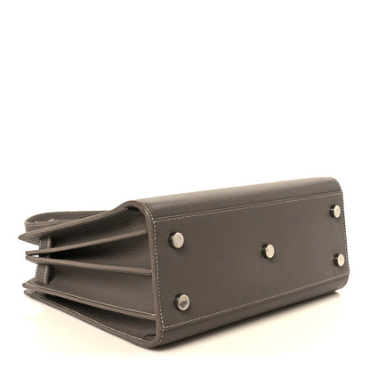 Saint Laurent Grained Calfskin Topstich Baby Sac De Jour Grey