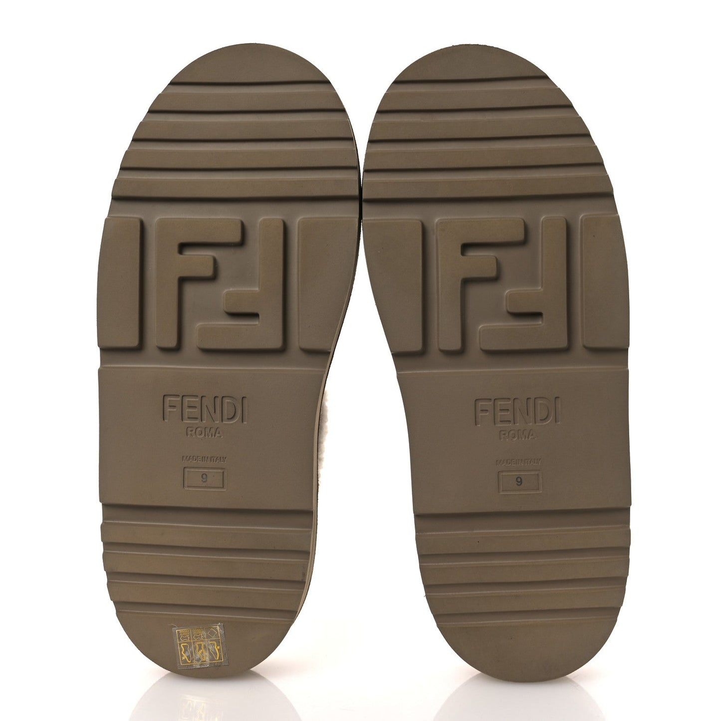 Fendi Suede Shearling FF Embossed Mens Sabot Mules 39 Brown