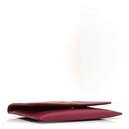 Prada Saffiano Metal Flap Card Holder Ibisco