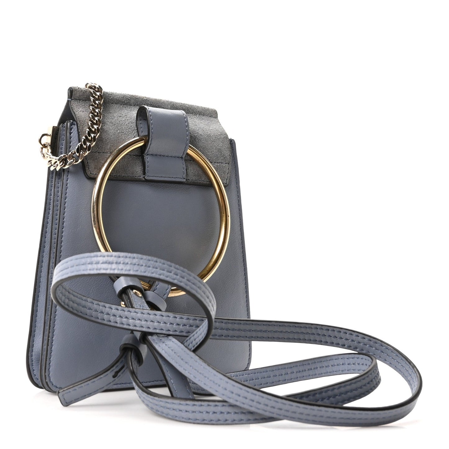 Chloe Suede Calfskin Mini Faye Bracelet Bag Washed Blue