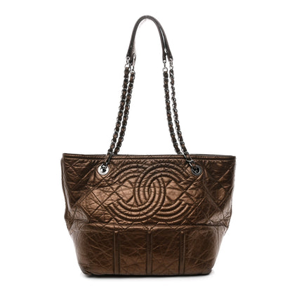 Chanel Metallic Aged Calfskin Small Shopping In Moscow Tote Bronze
