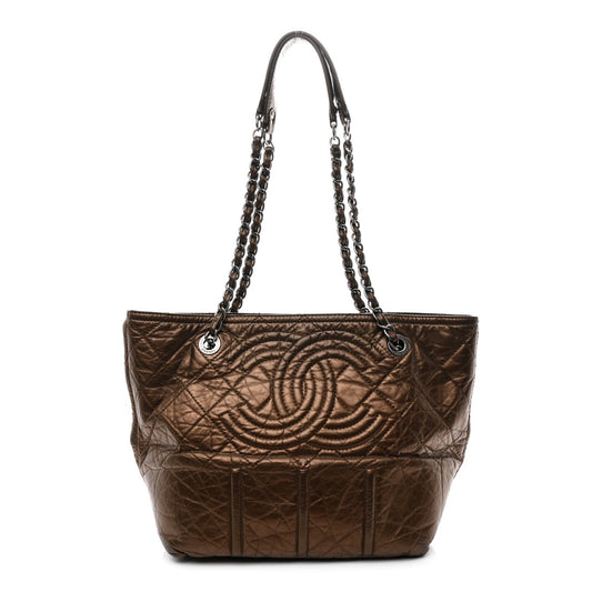 Chanel Metallic Aged Calfskin Small Shopping In Moscow Tote Bronze