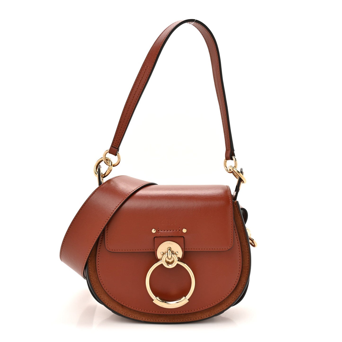 Chloe Calfskin Suede Small Tess Bag Sepia Brown