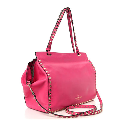 Valentino Garavani Vitello Medium Rockstud All Over Tote Pop Fuxia