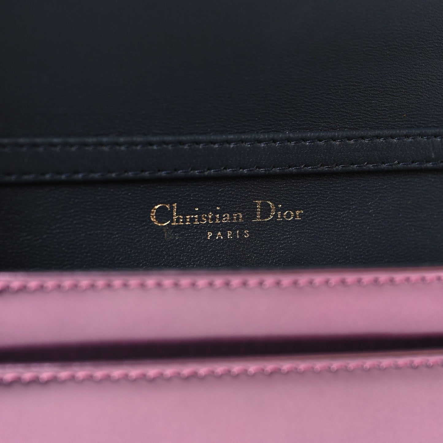 Christian Dior Metallic Patent Micro-Cannage Diorama Wallet on Chain Pouch Pink