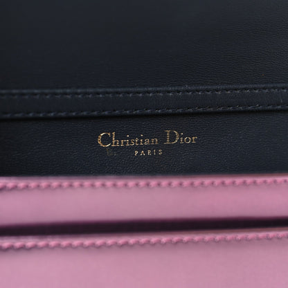 Christian Dior Metallic Patent Micro-Cannage Diorama Wallet on Chain Pouch Pink