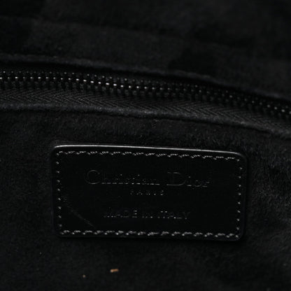 Christian Dior Calfskin Cannage Diamond Cannage Medium Lady Dior Black