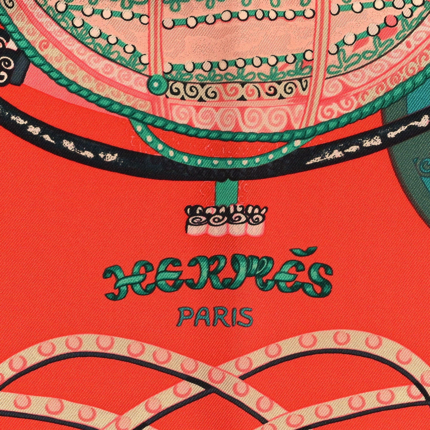 Hermes Silk Paperoles Scarf 90 Corail Fuchsia Vert