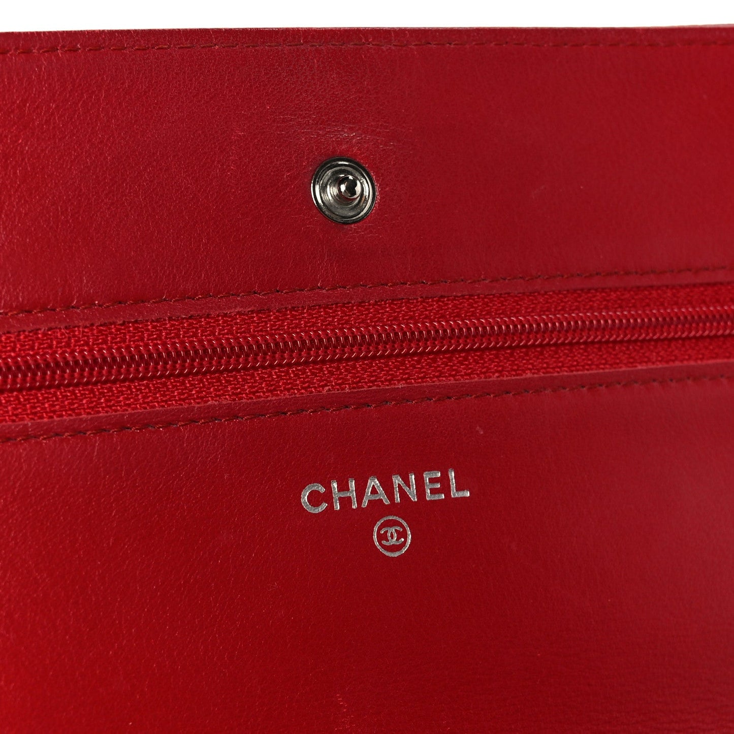 Chanel Caviar Timeless CC Wallet on Chain WOC Red