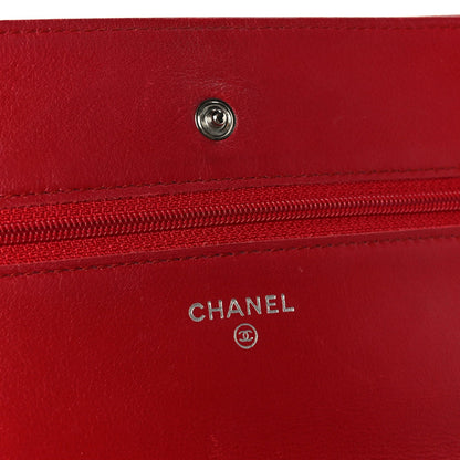 Chanel Caviar Timeless CC Wallet on Chain WOC Red
