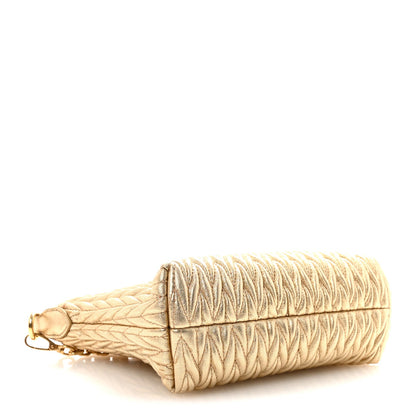 Miu Miu Metallic Nappa Matelasse Chain Shoulder Bag Platino