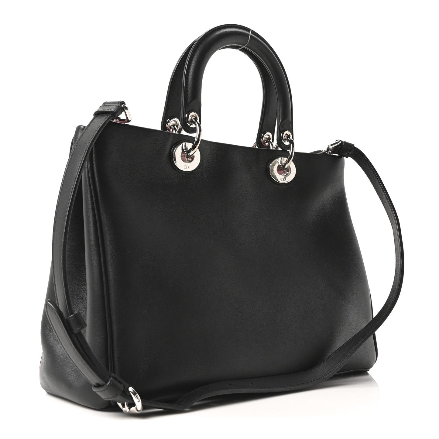 Christian Dior Smooth Calfskin Sequin Houndstooth Embroidered Medium Diorissimo Black