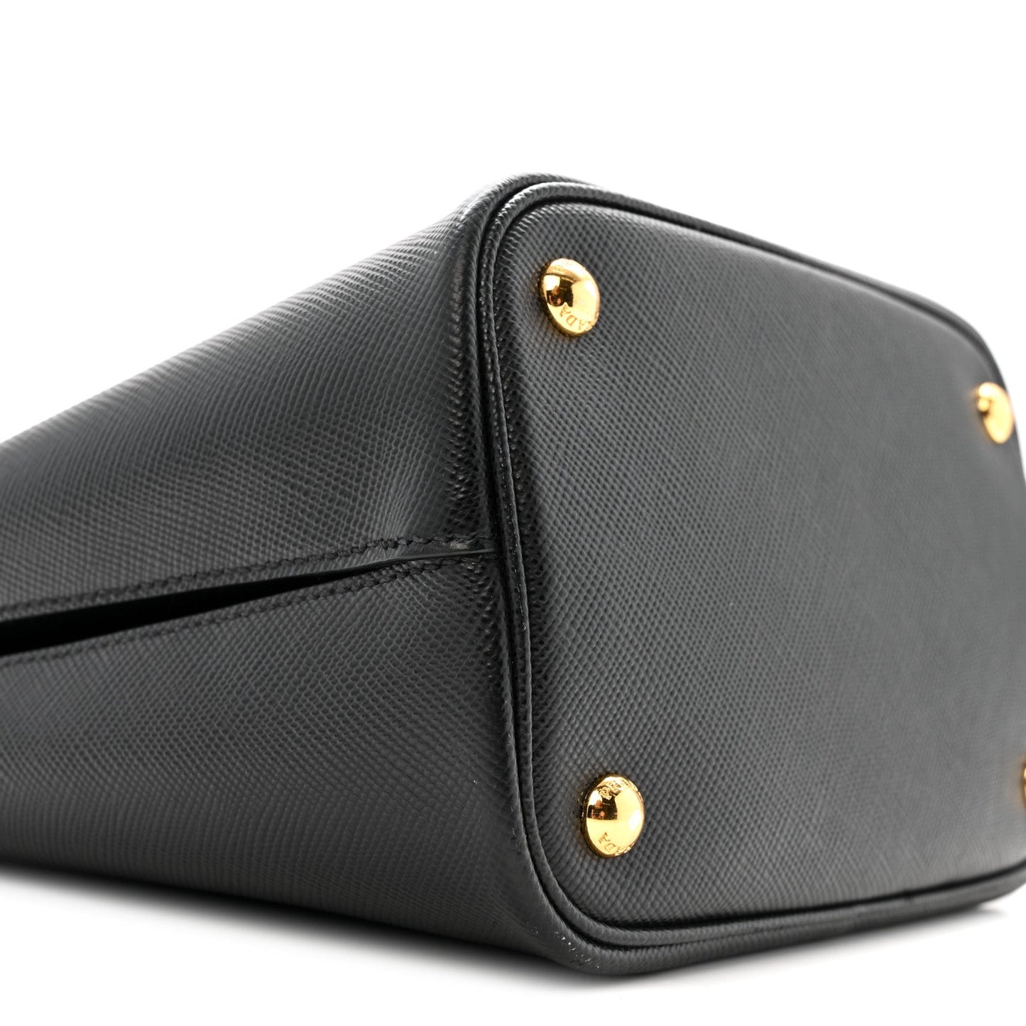 Prada Saffiano Cuir Medium Panier Bucket Bag Black Fuoco