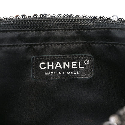 Chanel Sequin Medium Single Flap Dark Silver
