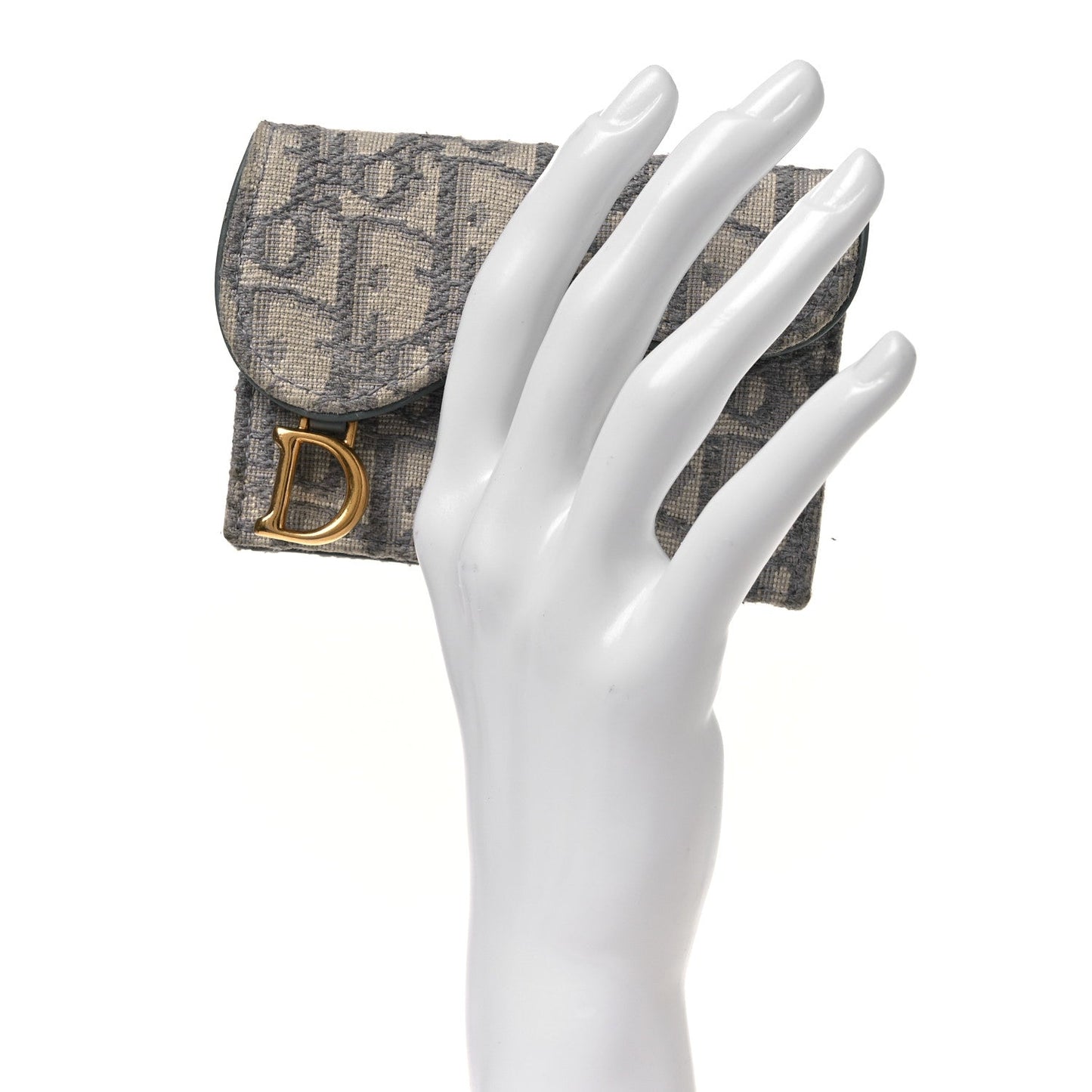 Christian Dior Oblique Saddle Bloom Card Holder Gray