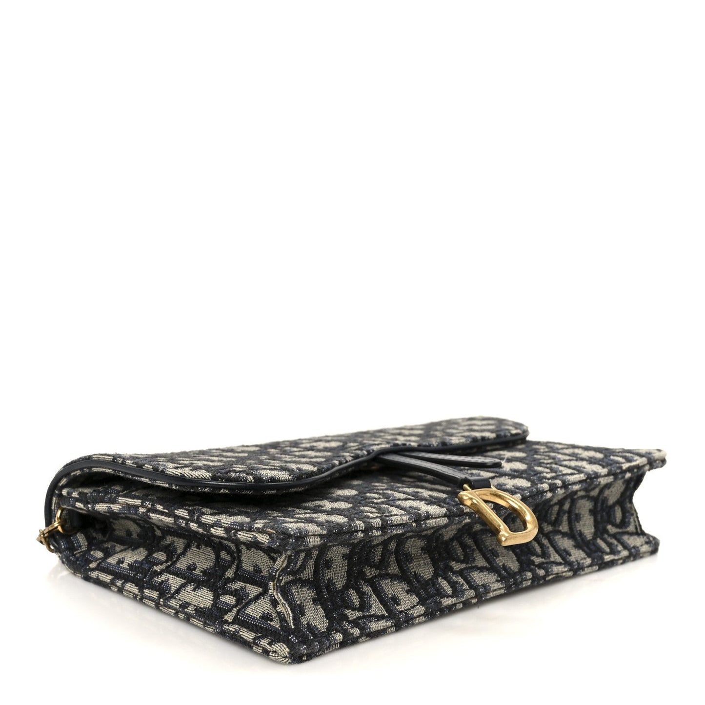 Christian Dior Oblique Saddle Chain Pouch Blue