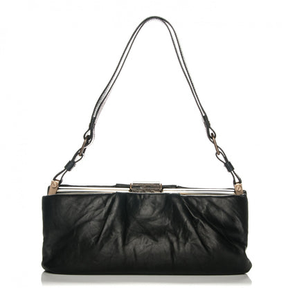 Lanvin Lambskin Draped Frame GM Shoulder Bag Black